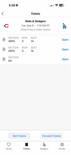 Dodger Tickets for Tuesday, September 8
