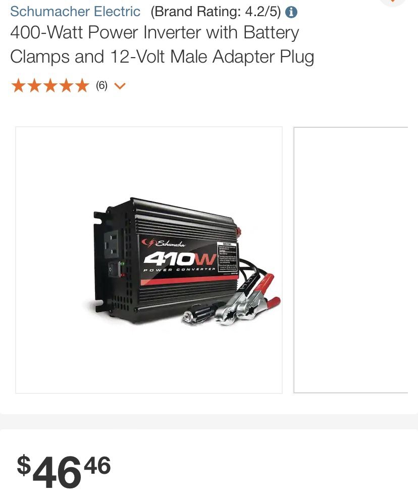 400-Watt Power Inverter with Battery Clamps and 12-Volt Male Adapter Plug