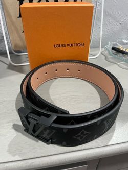 Black monogram belt with black buckle