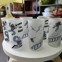 VINTAGE NAUTICAL COCKTAIL GLASSES SET