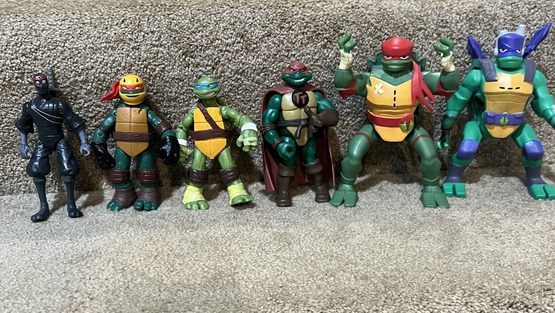TMNT lof of 6 Flipping Teenage Mutant Ninja Rise Of Turtles & Foote soldier