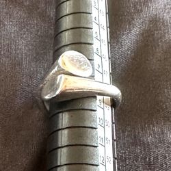 Sterling Silver Modernist Bypass Ring-stamped 925 - O.P. Orlandini, Vintage.   Size 5 1/2.