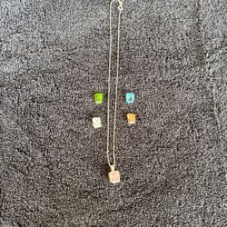 Sterling Silver 925 Interchangeable Stone Necklace 