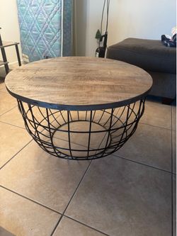 2.5 ft Diameter Dark Wood  Coffee Table