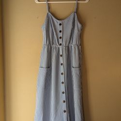 Blue And White Striped Summer Dress 