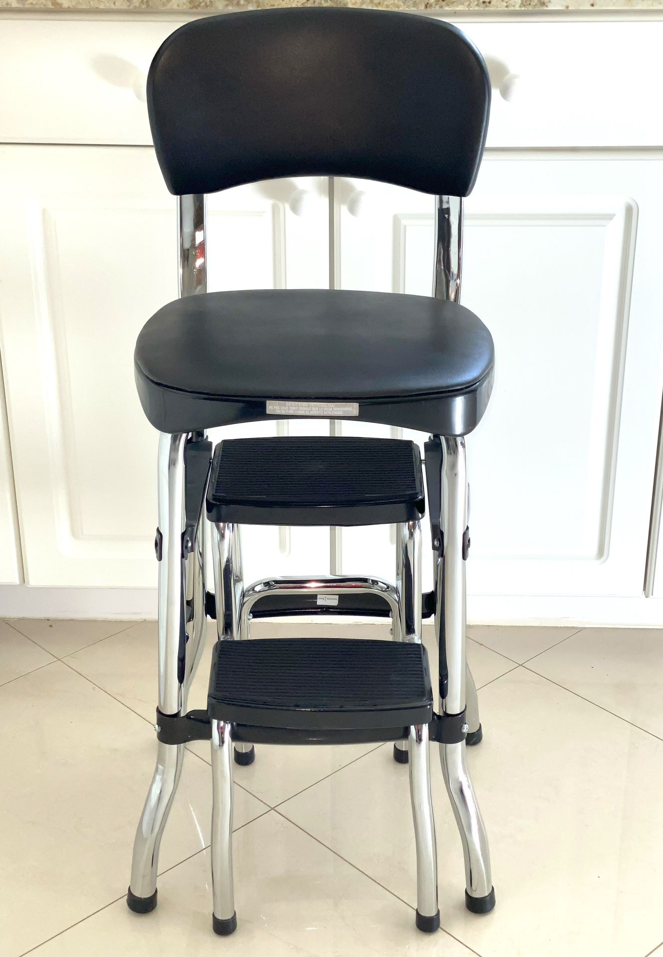 STEP STOOL - COSCO BLACK STYLAIRE RETRO CHAIR + STEP STOOL WITH PULL-OUT STEPS – MODEL: 11-120 CBB1 BLACK