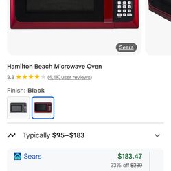 Hamilton Beach Microwave Red