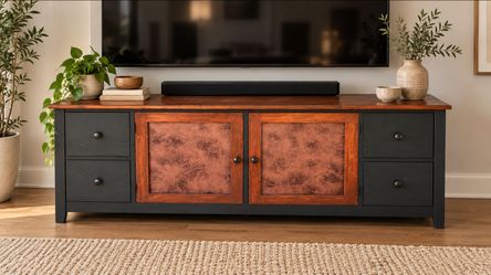 Two-Tone Wood TV Stand with Storage