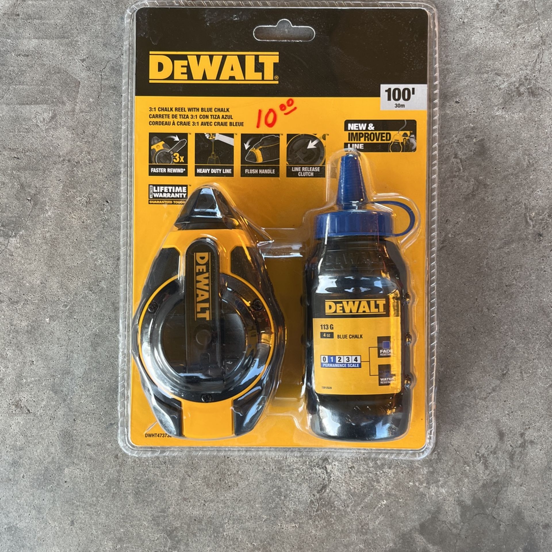 Dewalt 3:1 Chalk Reel With Blue Chalk