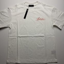 Amiri white tee (red letters)