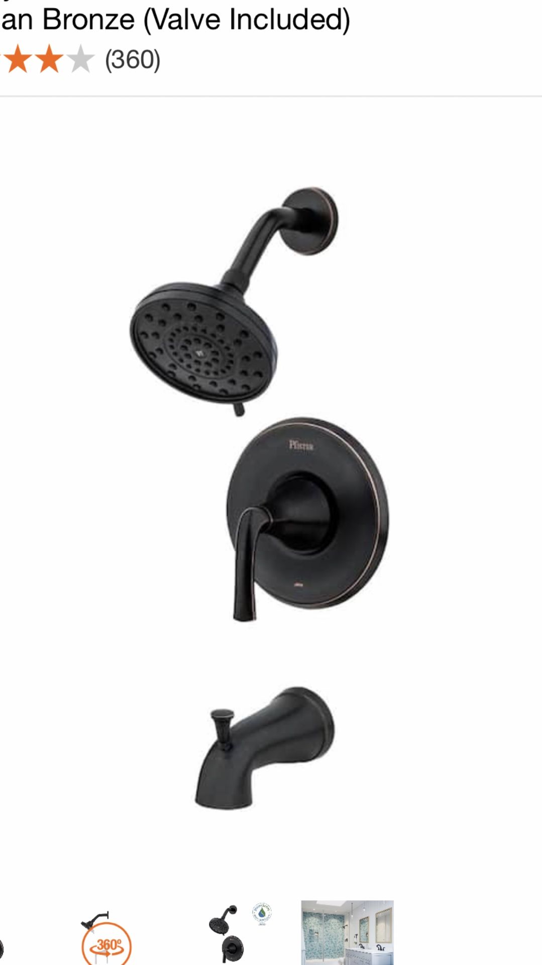 Pfister Ladera 8P8-WS2-LRSY Tuscan Bronze Finish Single Control Tub And Shower Kit