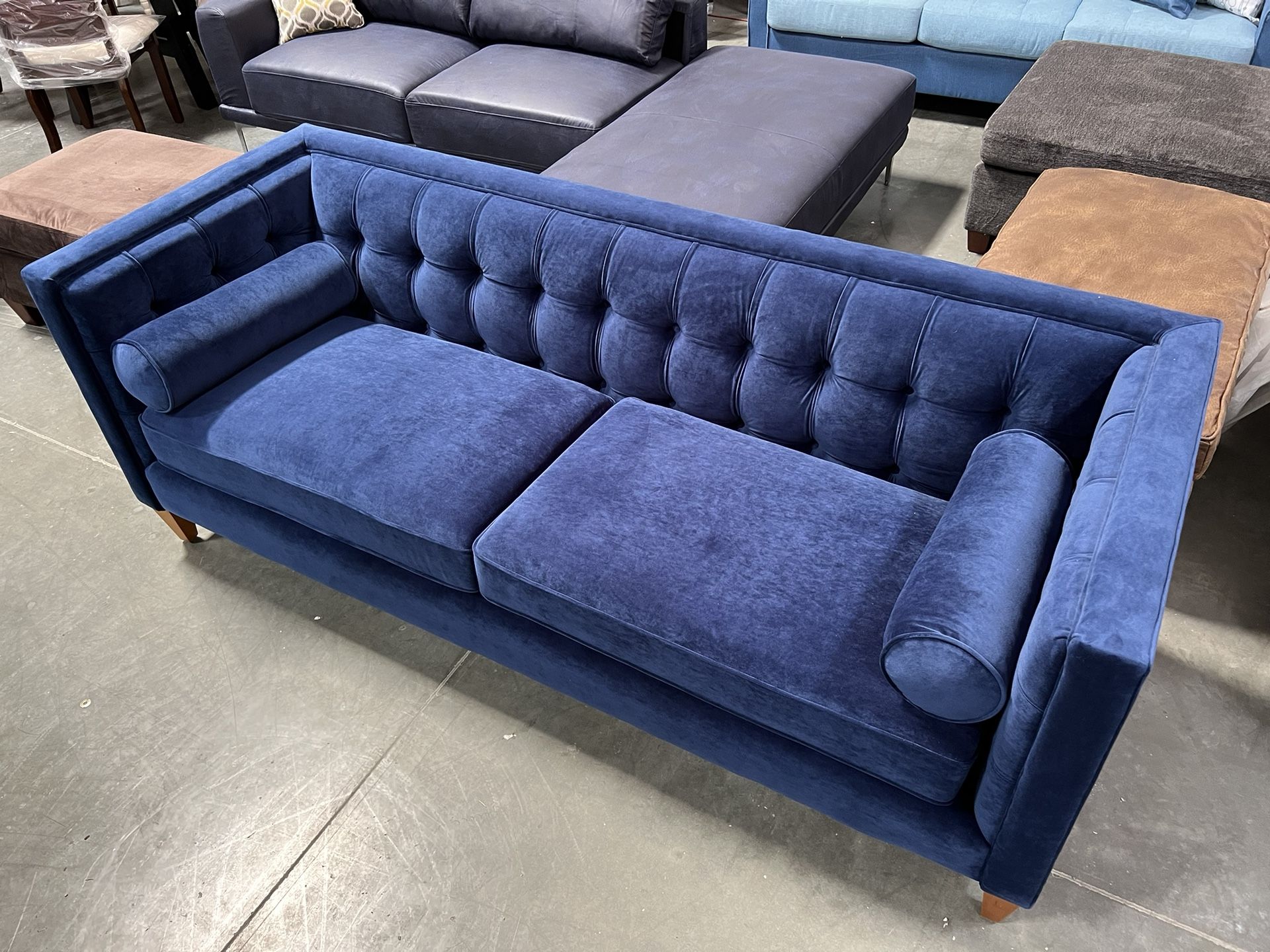 !New!! Comfortable Quality Sofa, Soft Upholstered Sofa In Blue, 3