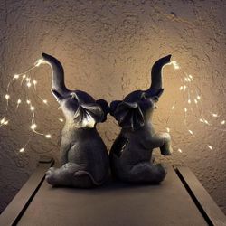 2-Packs Solar Garden Decor WateringElephant Statues Outdoor, ElephantOrnament for Balcony, Garden, 