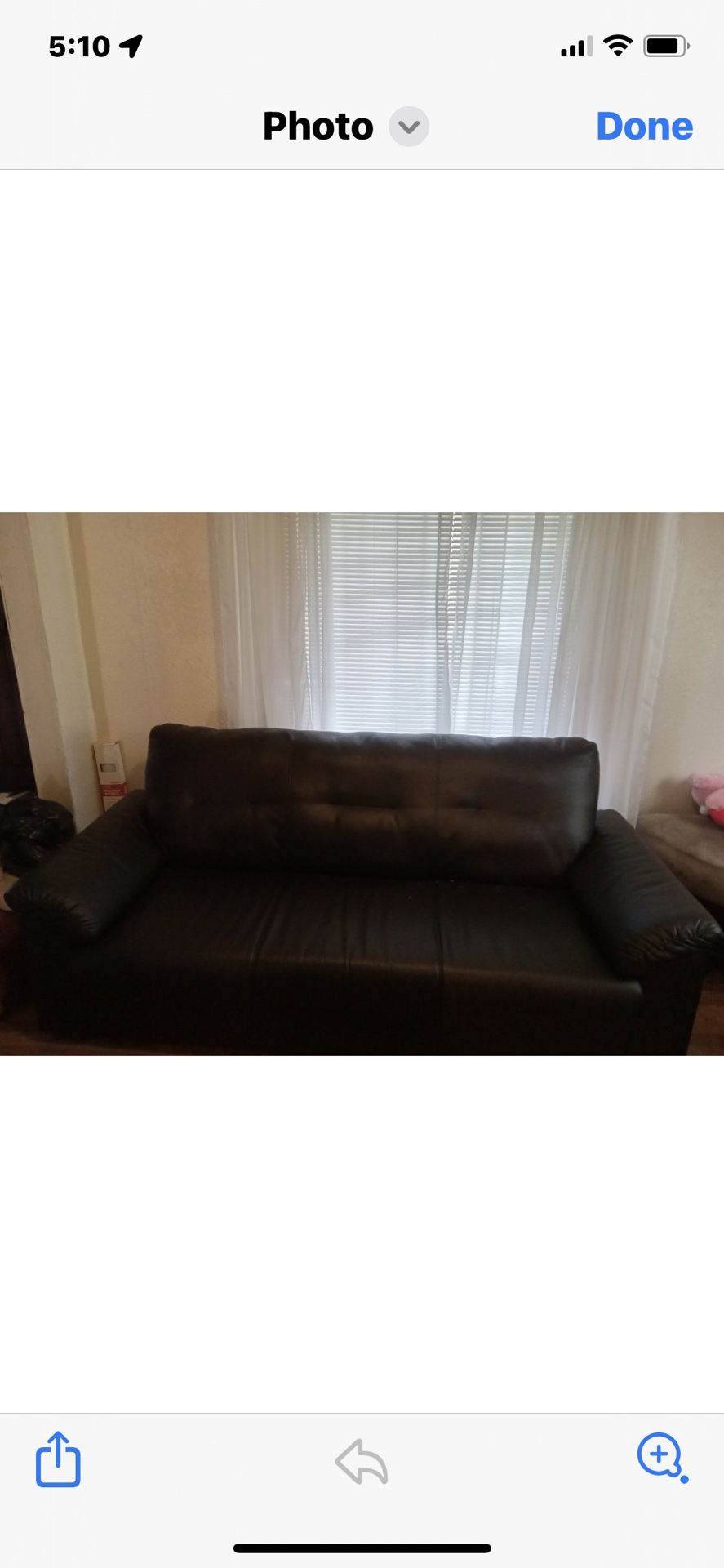 Leather Couch, Great Condition Dark Brown 6 Feet