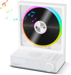 CD Player Portable with RGB Lights Bluetooth 5.3 Desktop CD Player,Portable CD Player with HiFi Speakers, Supports TF Card, Transcription, LED Screen,