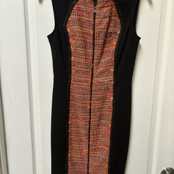 RACHEL RACHEL ROY Orange/Black Tweed Zip-Up Dress [Size 2]