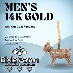 Men’s 14K Gold & Cz Goat Pendant – Iced Out, Heavy & Bold 
