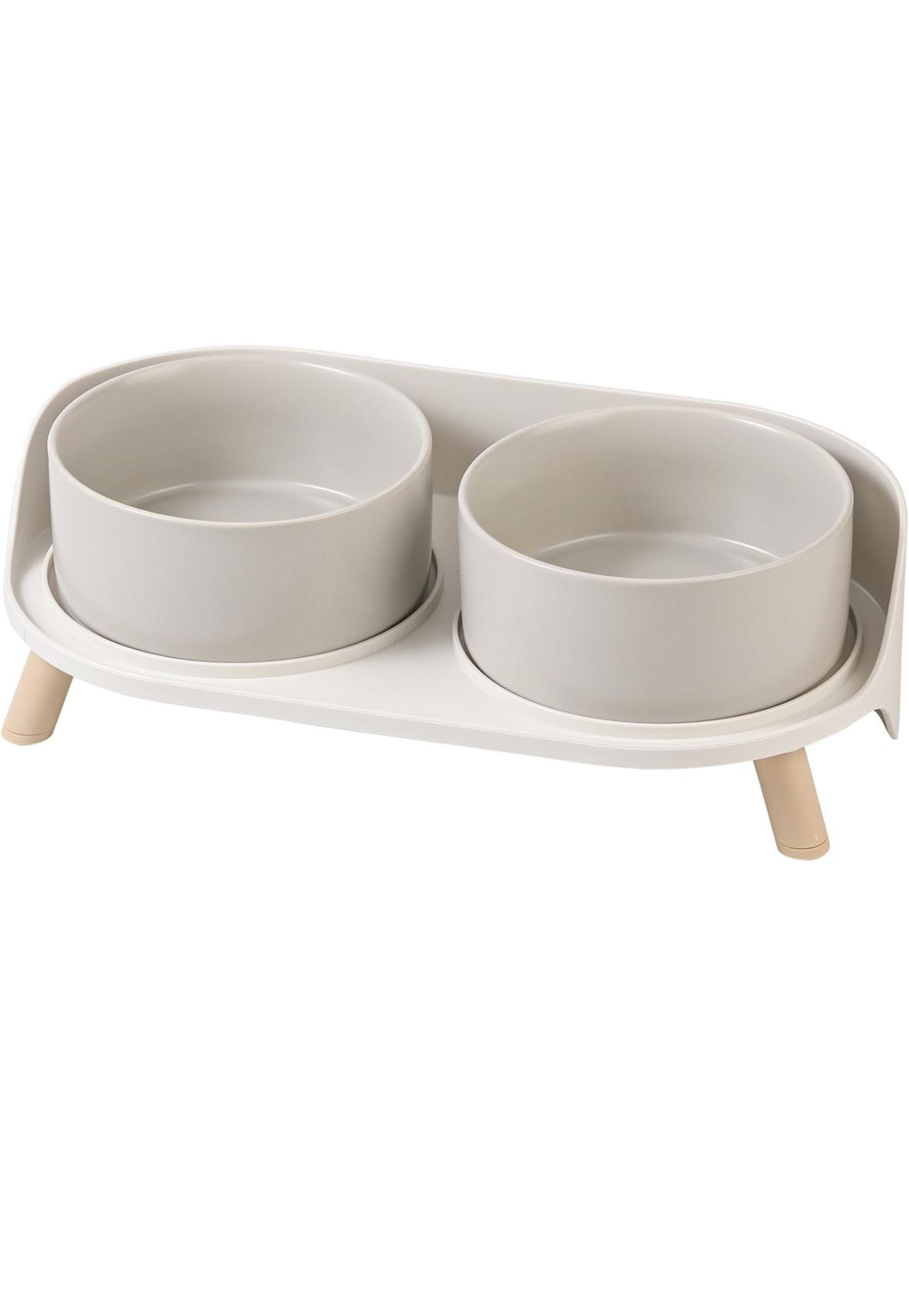 Elevated Dog Food Water Bowl - Raised Dog Bowls with Stand Non Skid - Double Dog Feeding Bowl Set with Splash Proof Guard - Ceramic