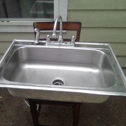 Stainless Steel Kitchen Sink with Faucet - Great for Utility/Outdoor/Bar