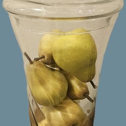 Tall Glass Apothecary Jar with Pears