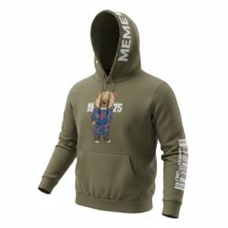 Members Only Teddy Bear Hoodie Olive Green Pullover Sweatshirt Men’s Size M