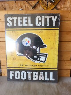 Pittsburgh Steelers Steel City Football Metal Sign 13"x16"