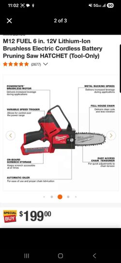 Milwaukee M12 Hactet Chainsaw Brand New