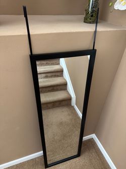 Black Full Length Over-the-door Mirror - Wall mountable Can be mounted horizontally or vertically