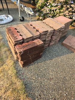 Red landscaping bricks lot