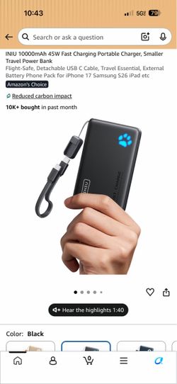 INIU 10000mAh 45W Portable Power Bank