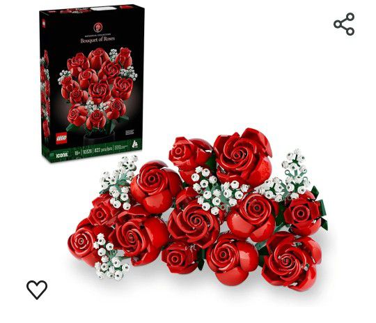 LEGO Icons Bouquet of Roses, Artificial Flowers for Home Décor, Gift for Her or Him for Anniversary or Any Special Day, Relax with a Unique Build and 