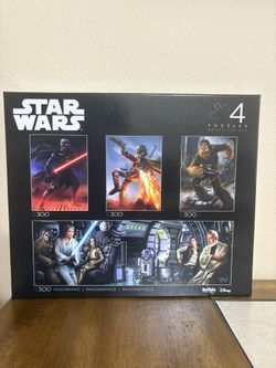 Disney Star Wars Buffalo Games 4 Puzzle Set (3)300 Pc& (1)500 Pc Panoramic  