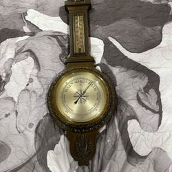 Vintage 31” Metal Barometer & Thermometer W Germany