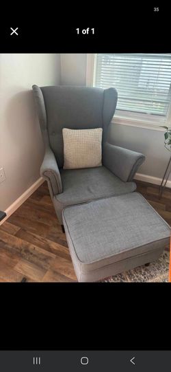 Wing back chair and ottoman