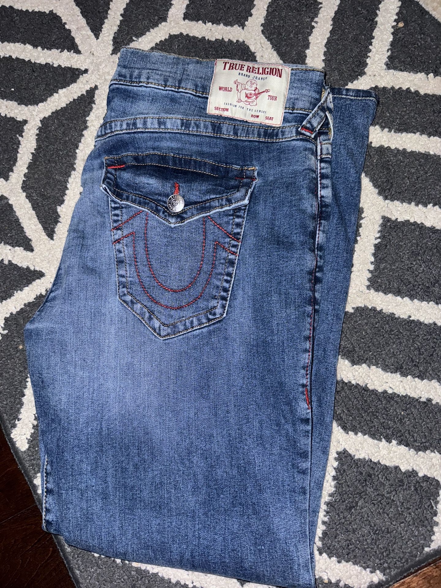 Blue Red Stitching True Religion Jeans Size 38 Waist
