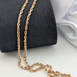 💛✨14K Two-Tone Yellow& Rose Gold Rope Necklace |18"|2.5mm✨💛