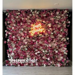 Flower Wall And Neon Sign 