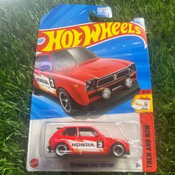 Hot Wheels red 73 Honda Civic Custom #civic #hotwheels