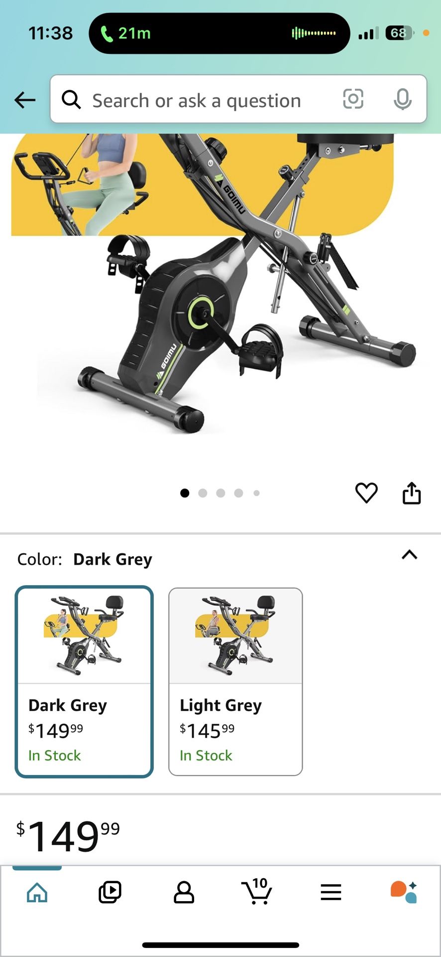 Exercise Bike, 5 in 1 Foldable Stationary Bike for Seniors, 8-Level Adjustable Magentic Resistance, Indoor Recumbent Bike with 330LB Capacity, Comfort