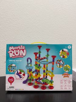 Marble Run Toy 142 PCs Educational Maze Block Toy Set with Glass Marbles