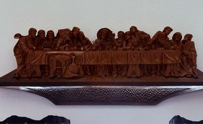 Last Supper Vintage Wood Carving