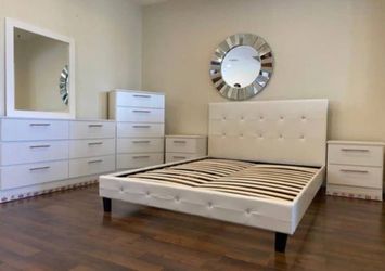 White Bedroom Furniture Set with Bed Frame