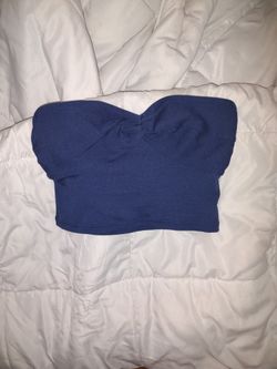 Navy Blue Tube Top Cropped Top

