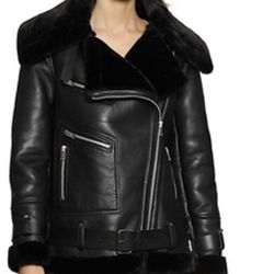 WALTER BAKER Celine Lamb Leather Jacket With Faux Fur With Tags