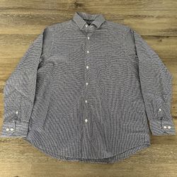 Hart Schaffner Marx Men’s Long Sleeve Button Up Shirt Cotton Blue Size L   