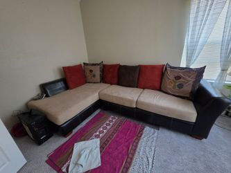 Sectional in fair condition asking 150, hall table for 30 and lamp for 10
