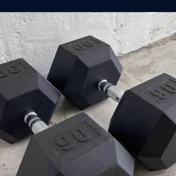 95 Bls dumbbells 💪 Pairs Rubber Hex 