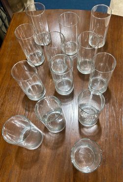 Set of 13 Clear Glass Centerpiece Glasses