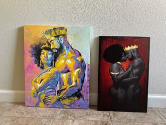 King and Queen Couple Canvas Wall Art Set of 2