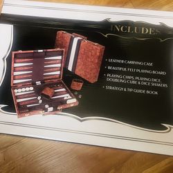 Crazy Games Backgammon Set - 2 players Classic Backgammon Sets for Adults Board Game with Premium Leather Case - Best Strategy & Tip Guide (Brown, Med